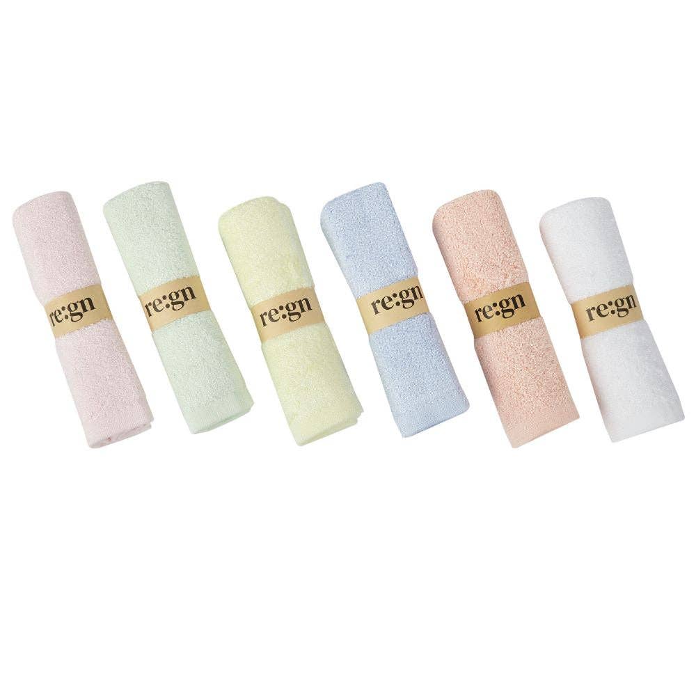 Re:gn - Re:gn Organic Bamboo Face Cloths – Ultra-Soft Eco Washcloths, Pastel 6 Pack