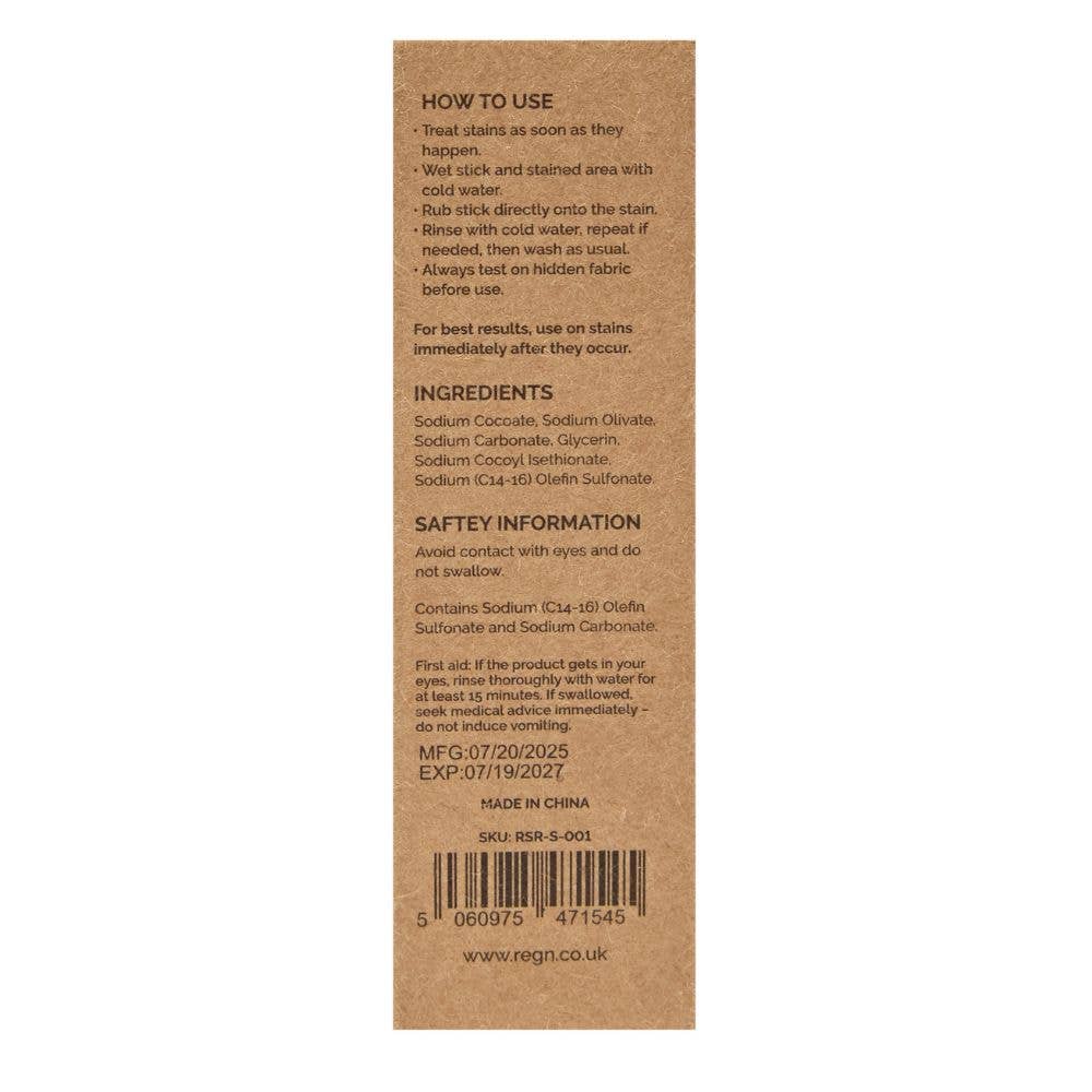 Re:gn - Re:gn Stain Remover Stick – Eco Laundry Bar for Fresh Spills & Travel Use