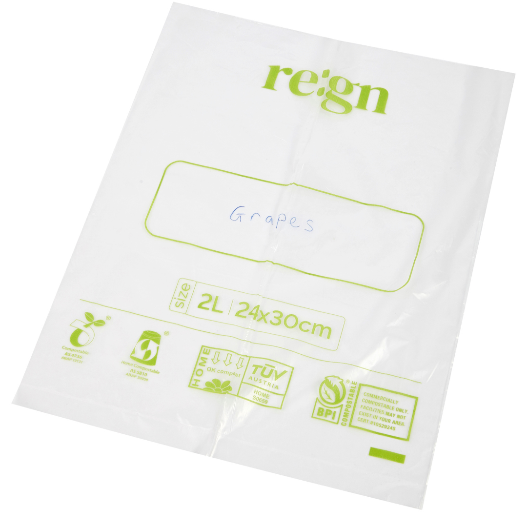 Re:gn - Compostable & Biodegradable 2L Food and Freezer Bags – 35 Bags per Roll, Leakproof, Plant-Based Storage