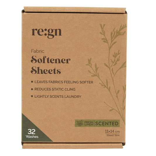Re:gn - Re:gn Eco Fabric Softener Sheets – Fresh Linen Scent | Plastic-Free, Vegan, 32 Washes