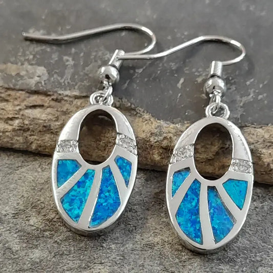 Blue Oval Earrings