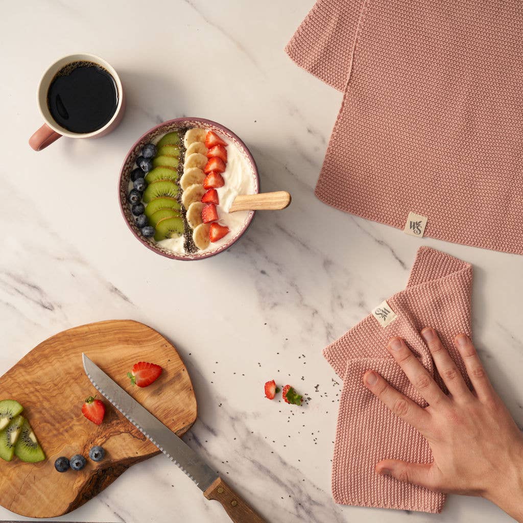 Wild and Stone - Hand Towels - 100% Organic Cotton - Rose