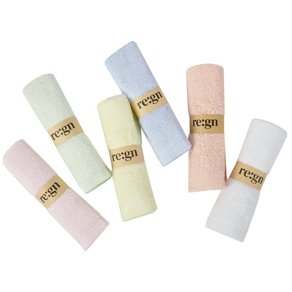 Re:gn - Re:gn Organic Bamboo Face Cloths – Ultra-Soft Eco Washcloths, Pastel 6 Pack