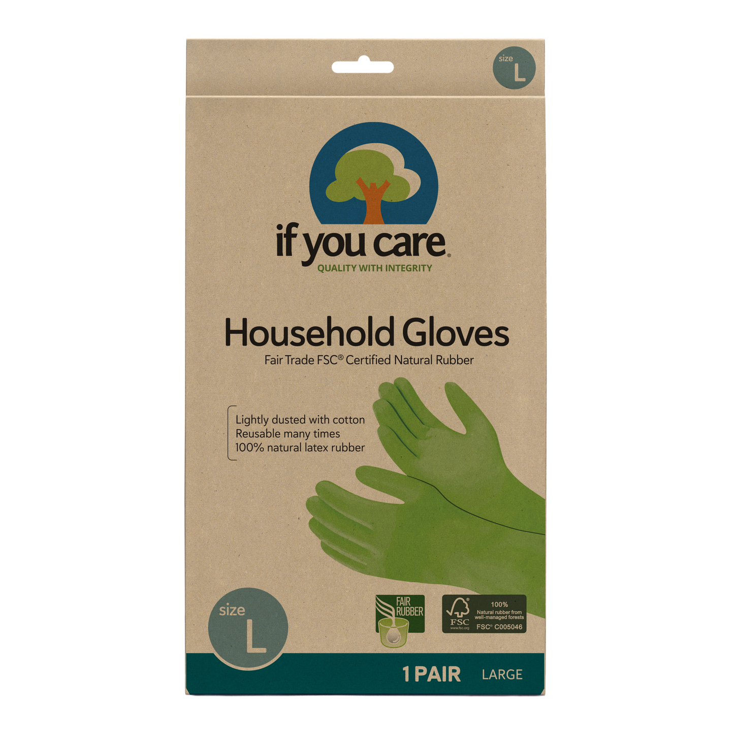 If You Care - Fsc Certified Fair Trade Latex Household Gloves Large